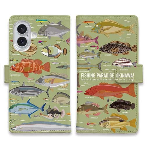 【手帳型】【FISH MAN】FISHING PARADAISE OKINAWA! グリーン