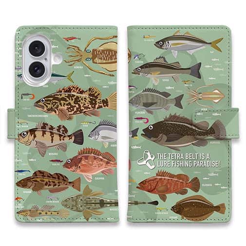 【手帳型】【FISH MAN】テトラ帯は釣り天国! グリーン
