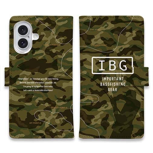 【手帳型】【FISH MAN】IBG バスフィッシングに大事な装備 グリーン