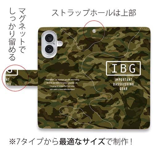 【手帳型】【FISH MAN】IBG バスフィッシングに大事な装備　グリーン