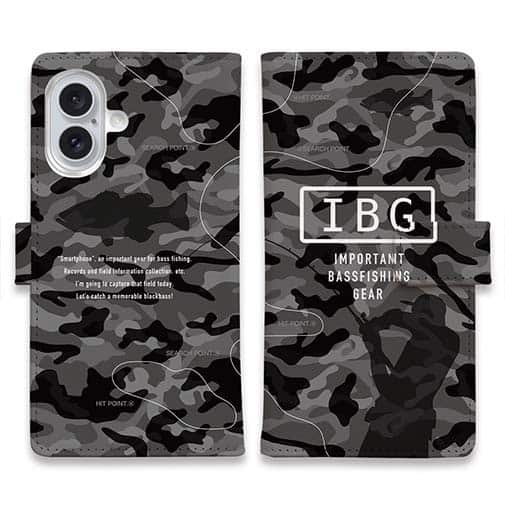 【手帳型】【FISH MAN】IBG バスフィッシングに大事な装備 グレー