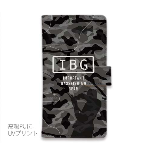 【手帳型】【FISH MAN】IBG バスフィッシングに大事な装備　グレー
