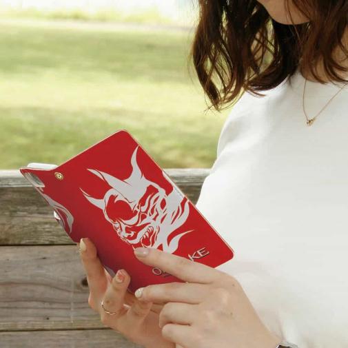 【手帳型】鬼掛　般若バージョン・レッド
