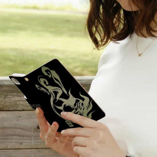 【手帳型】鬼掛　鬼火般若バージョン・ブラック＆ゴールド