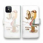 【手帳型】釣りガール　イラスト　ブラックバス