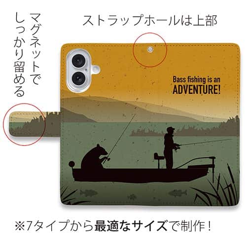【手帳型】【FISH MAN】BassFishing is an ADVENTURE!（朝まずめ）