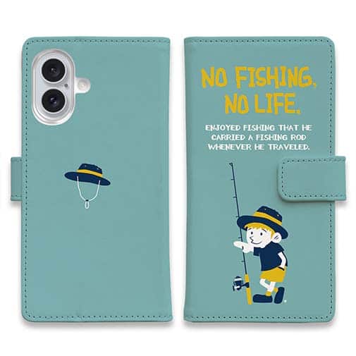 【手帳型】【釣りざんまい】釣りに行きたい少年_ミント