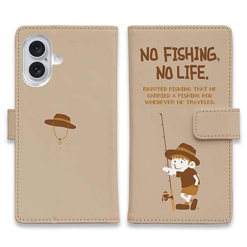 【手帳型】【釣りざんまい】釣りに行きたい少年_亜麻色