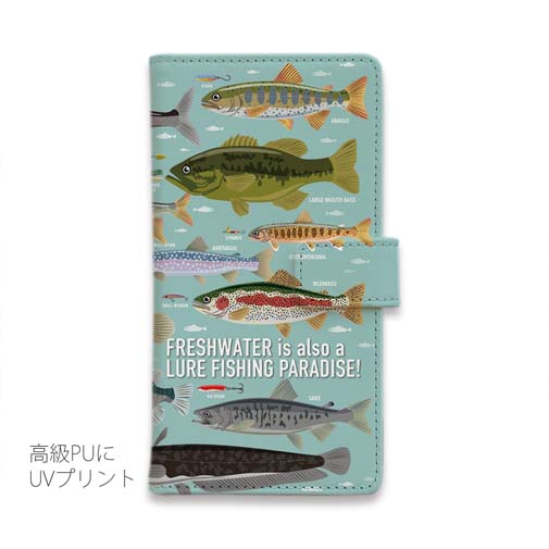 【手帳型】【FISH MAN】フィッシングパラダイス「フレッシュウォーター編」ブルー