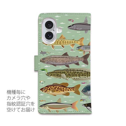 【手帳型】【FISH MAN】フィッシングパラダイス「フレッシュウォーター編」グリーン