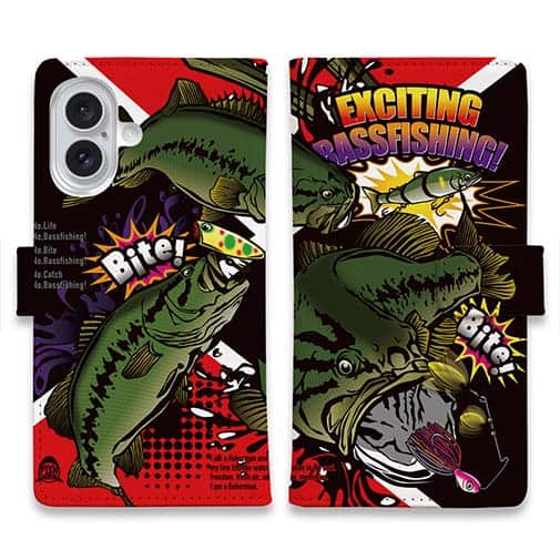 【手帳型】【FISH MAN】エキサイティングバスフィッシング マゼンタ