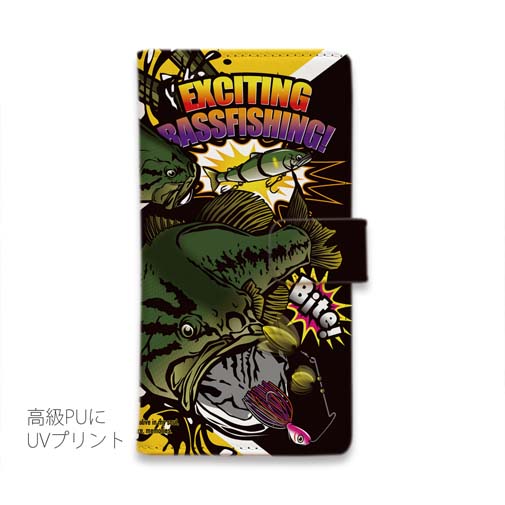 【手帳型】【FISH MAN】エキサイティングバスフィッシング　イエロー
