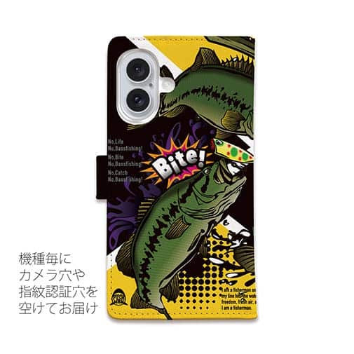 【手帳型】【FISH MAN】エキサイティングバスフィッシング　イエロー