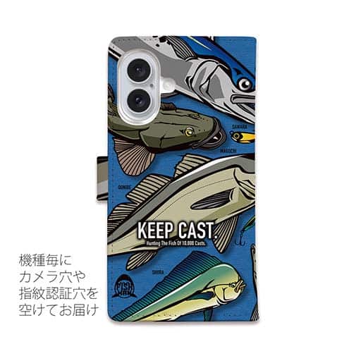 【手帳型】【FISH MAN】SURF FISHING Color! ブルー
