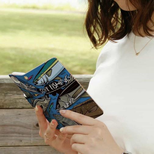 【手帳型】【FISH MAN】SURF FISHING Color! ブルー