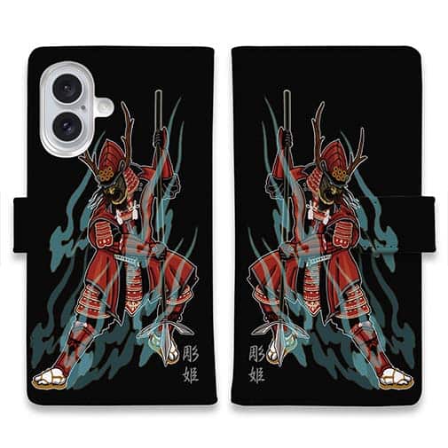 彫姫】【手帳型】真田幸村 和彫りデザイン / Anglers case