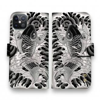 【彫姫】【手帳型】昇り鯉　和彫りデザイン