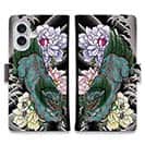 【彫姫】【手帳型】唐獅子牡丹　和彫りデザイン