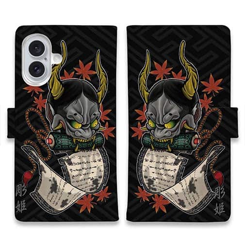 【彫姫】【手帳型】般若　和彫りデザイン