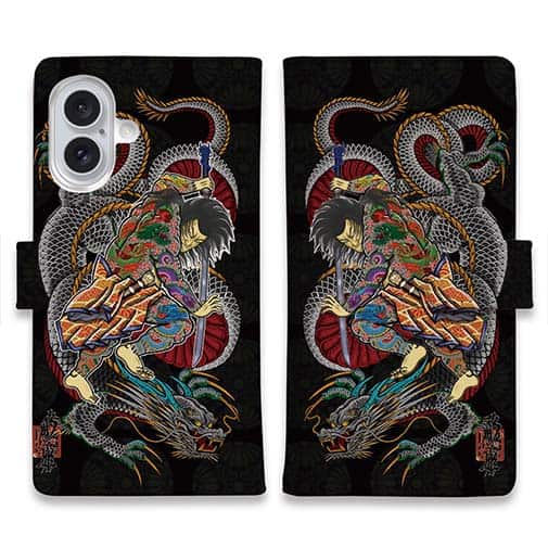 【彫姫】【手帳型】九紋龍史進と龍　和彫りデザイン