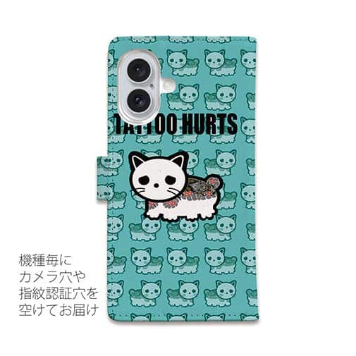 【彫姫】【手帳型】TATTOO HURTS 猫