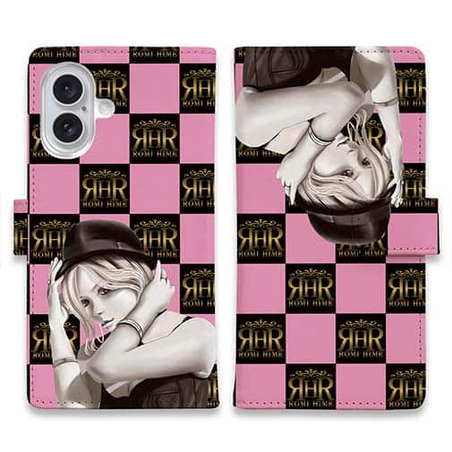 【ROMI HIME】【手帳型】ブロック・チェック(市松模様)　ピンク