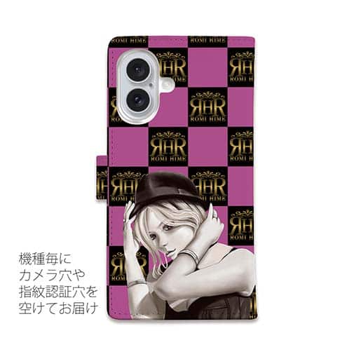 【ROMI HIME】【手帳型】ブロック・チェック(市松模様)　ビビットピンク