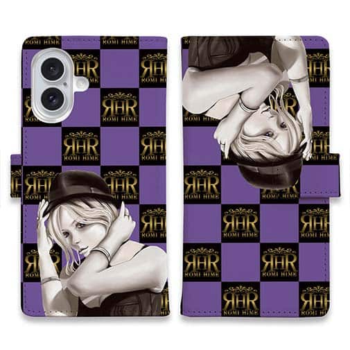 【ROMI HIME】【手帳型】ブロック・チェック(市松模様)　パープル