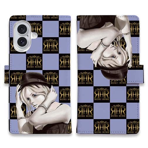 【ROMI HIME】【手帳型】ブロック・チェック(市松模様)　スカイブルー