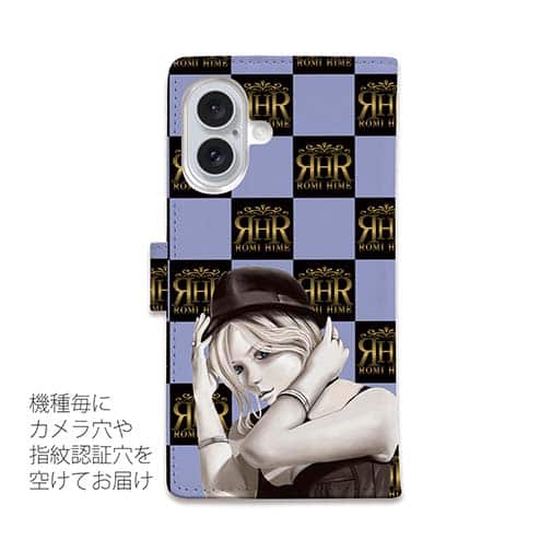 【ROMI HIME】【手帳型】ブロック・チェック(市松模様)　スカイブルー