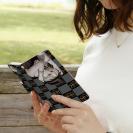 【ROMI HIME】【手帳型】ブロック・チェック(市松模様)　グレー