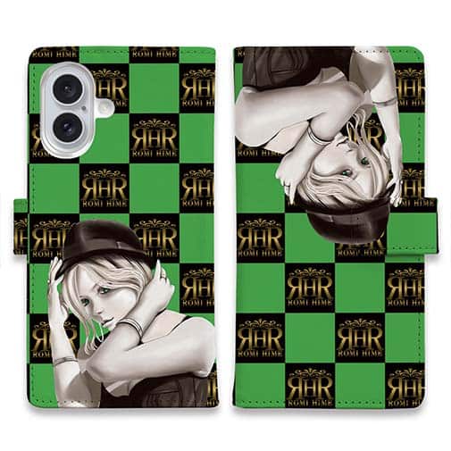 【ROMI HIME】【手帳型】ブロック・チェック(市松模様)　グリーン