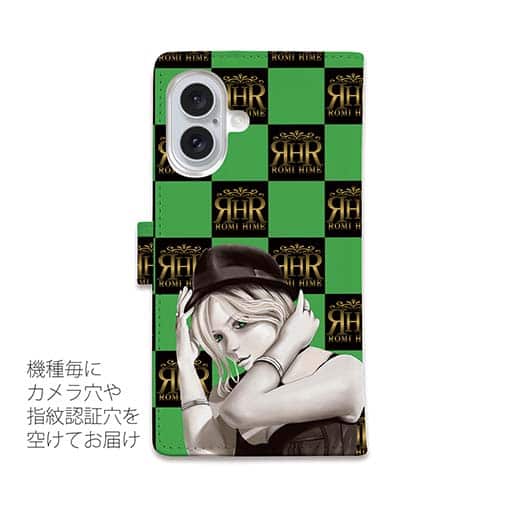 【ROMI HIME】【手帳型】ブロック・チェック(市松模様)　グリーン