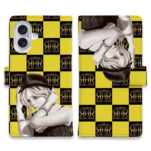 【ROMI HIME】【手帳型】ブロック・チェック(市松模様)　イエロー