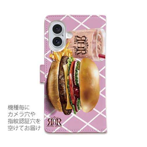 【ROMI HIME】【手帳型】ハンバーガー　ピンク