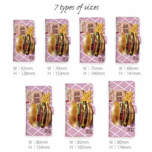 【ROMI HIME】【手帳型】ハンバーガー　ピンク