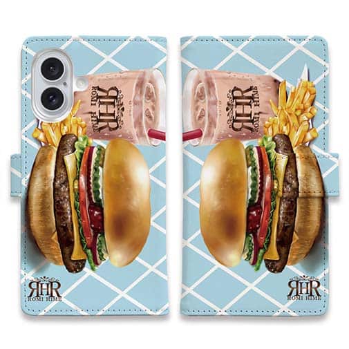 【ROMI HIME】【手帳型】ハンバーガー　ブルー