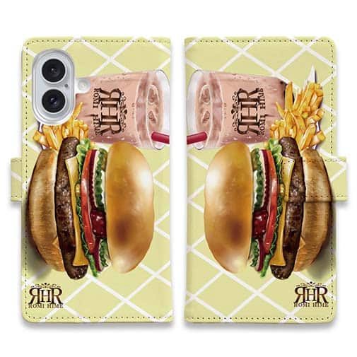 【ROMI HIME】【手帳型】ハンバーガー　イエロー