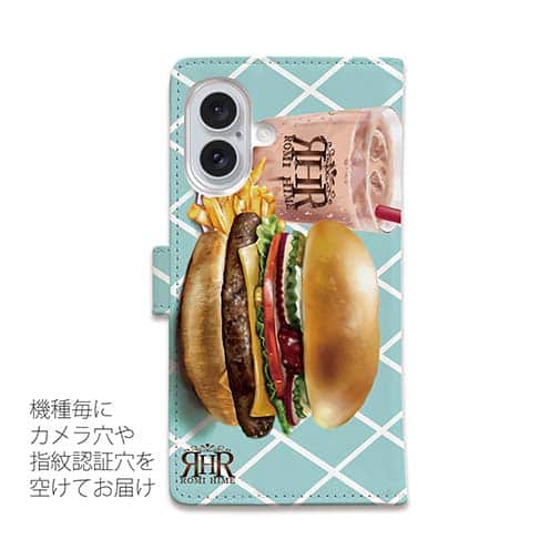 【ROMI HIME】【手帳型】ハンバーガー　グリーン