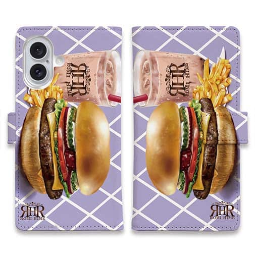 【ROMI HIME】【手帳型】ハンバーガー　パープル