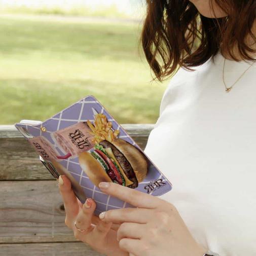 【ROMI HIME】【手帳型】ハンバーガー　パープル