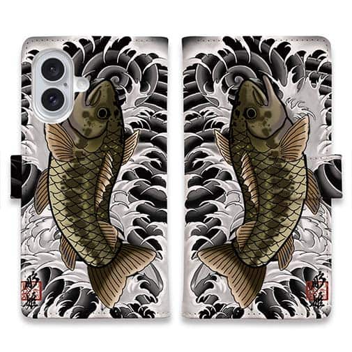 【彫姫】【手帳型】昇り黒鱒（ブラックバス）