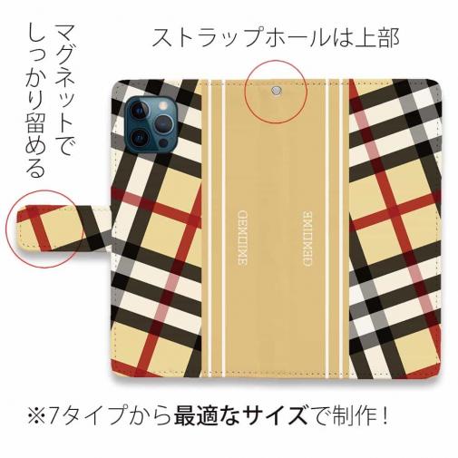 【Genuine】【手帳型】チェック柄　ベージュ＆クリーム