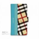 【Genuine】【手帳型】チェック柄　ベージュ＆ブルー
