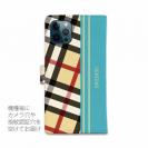 【Genuine】【手帳型】チェック柄　ベージュ＆ブルー