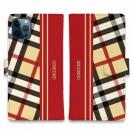 【Genuine】【手帳型】チェック柄　ベージュ＆レッド