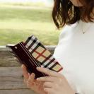 【Genuine】【手帳型】チェック柄　ベージュ＆ブラウン