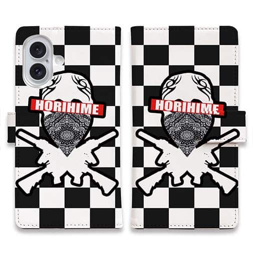 【彫姫】【手帳型】市松模様