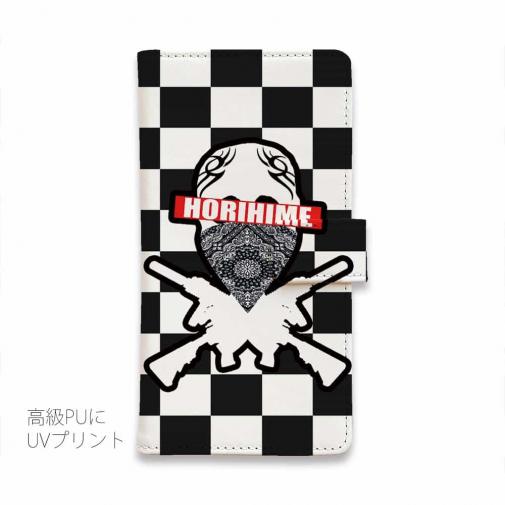 【彫姫】【手帳型】市松模様