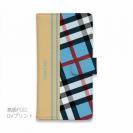 【Genuine】【手帳型】チェック柄　ブルー＆クリーム